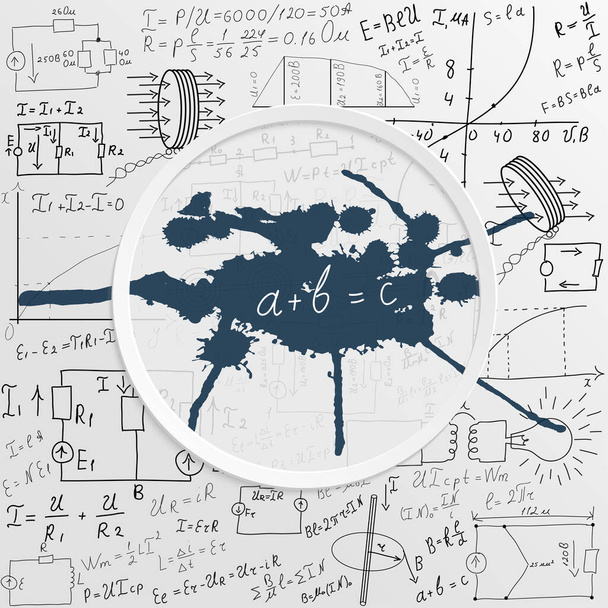 Science. The school Board on the background of mathematical equations and formulas. Physics. Hand-drawn diagrams and graphs. Doodle. Vector illustration of handwriting. Handwriting. - Vector, Image