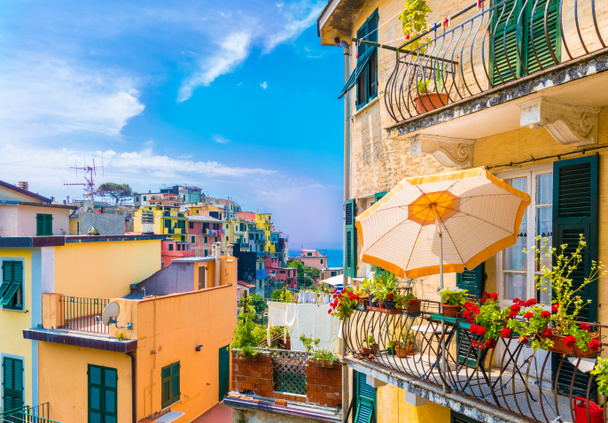 Vesnice Corniglia, Cinque Terre, Liguria, Itálie, Evropa - Fotografie, Obrázek