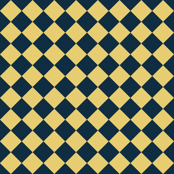 Navy Blue and Yellow Diagonal Checkers on Textured Fabric Backgr - Photo, Image