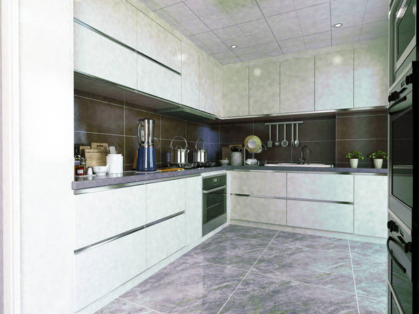 3D rendering keuken kamer - Foto, afbeelding