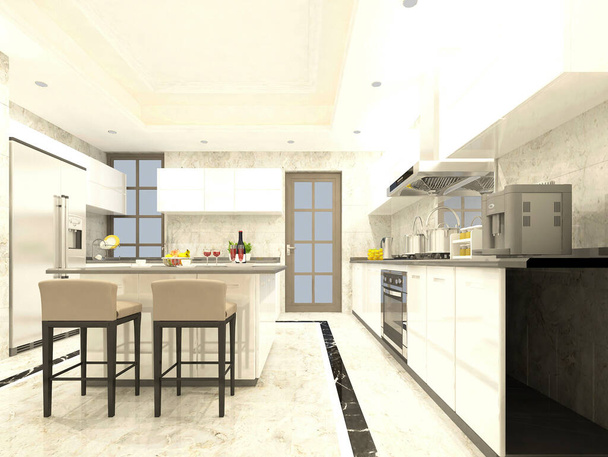 3D rendering keuken kamer - Foto, afbeelding