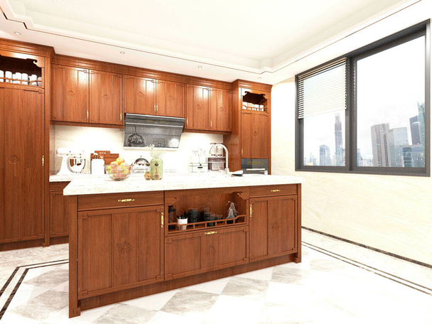 3D rendering kitchen room - Photo, Image