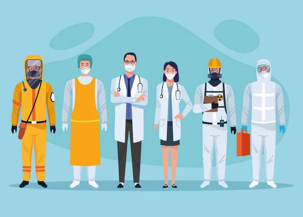 egészségügyi dolgozók csoportja karakterek - Vektor, kép