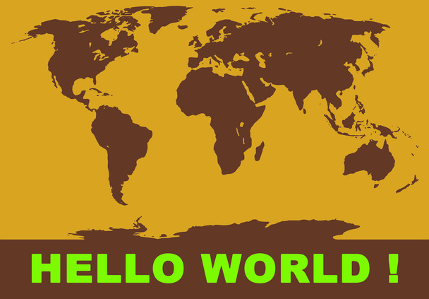 Hei, maailma. Maailman kartta pop art
 - Vektori, kuva