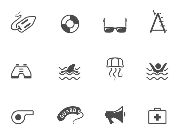 Lifeguard icons in black & white. - Vector, Image