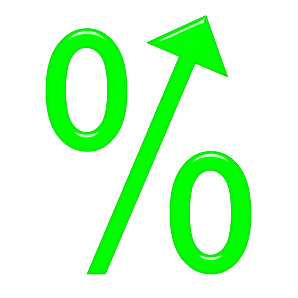 3d símbolo percentual com seta dirigida para cima
 - Foto, Imagem