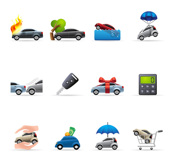 Iconos de seguro de coche en colores
. - Vector, Imagen
