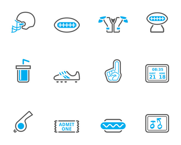 Serie de iconos relacionados con el fútbol americano en estilo de color de tono dúo
. - Vector, Imagen