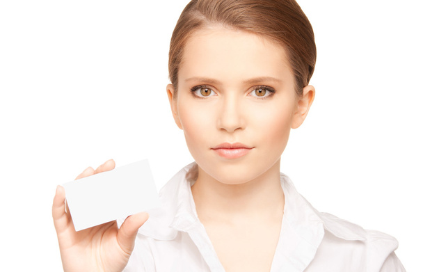 Woman with business card - Photo, image