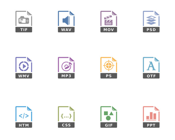 reszelő típus ikon sorozat színes duplex. - Vektor, kép