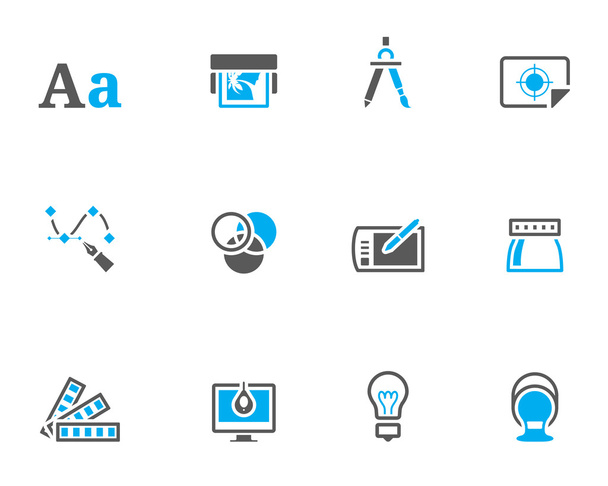 Serie de iconos de impresión y diseño gráfico en duótono
. - Vector, imagen