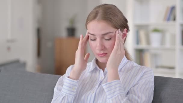 Portrait of Exhausted Young Woman having Headache - Filmagem, Vídeo