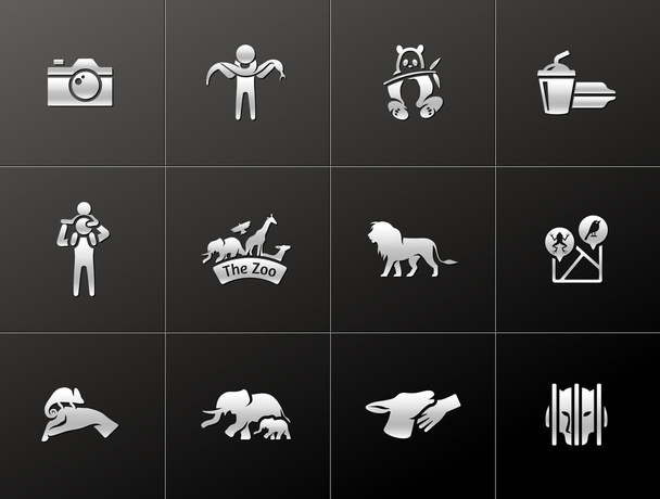 Iconos del zoológico en blanco y negro
 - Vector, Imagen
