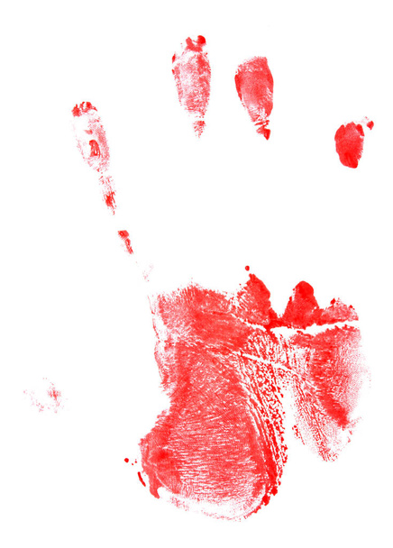 krvavý ruční tisk izolované na bílém pozadí - Fotografie, Obrázek