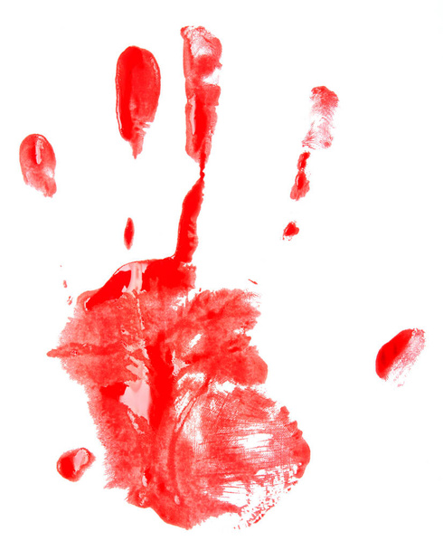 Sangrienta impresión manual aislada sobre fondo blanco
 - Foto, imagen
