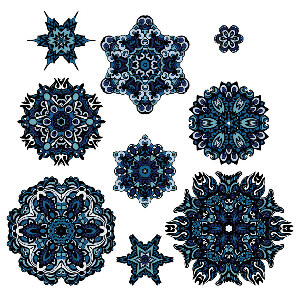 Векторные знаки зимней коллекции снежинки
 - Вектор,изображение