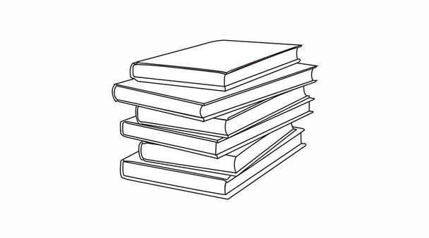 Ilustración aislada vectorial en blanco y negro de una pila de libros - Vector, Imagen
