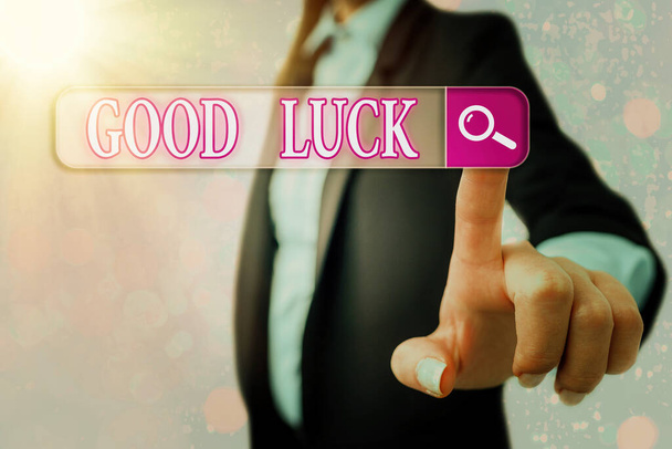 Conceptual hand writing showing Good Luck. Business photo showcasing expressing hope for someone to be successful with their circumstances. - Photo, Image