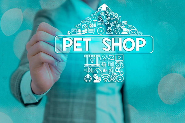 Writing note showing Pet Shop. Business photo showcasing a retail business concentrating on selling domesticated animals. - Photo, Image