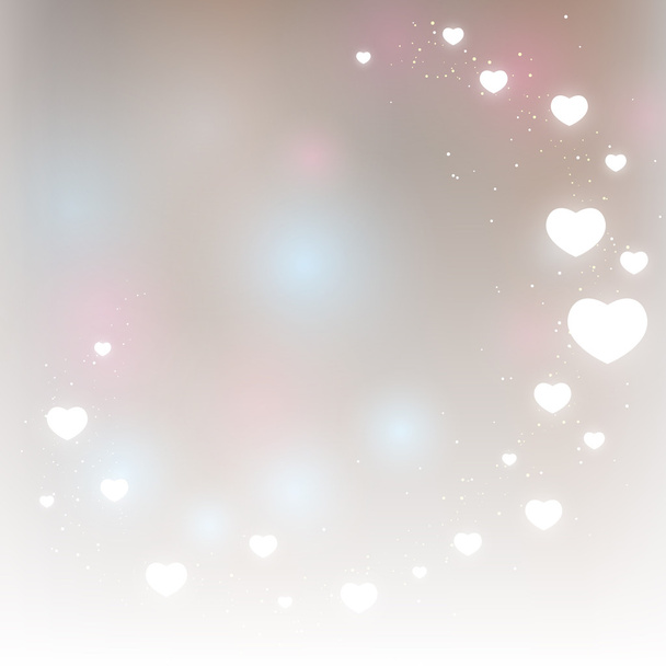 Silver background with shiny hearts - Vector, Image