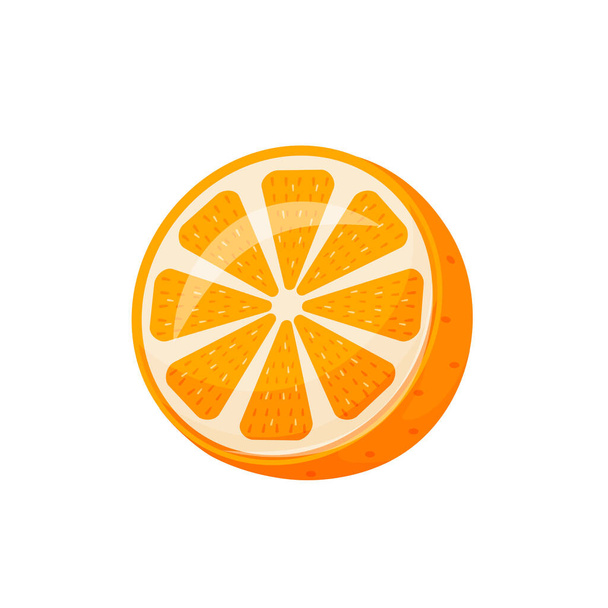 Orange cartoon vector illustration. Ripe fresh mandarin flat color object. Source of vitamin C. Vegan food. Exotic sweet juicy fruit isolated on white background - Vektör, Görsel