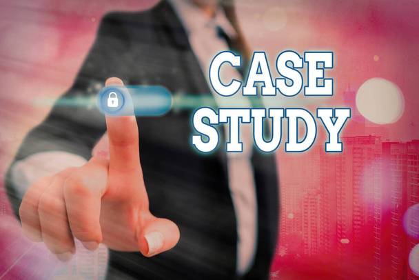 Conceptual hand writing showing Case Study. Business photo showcasing indepth examination method focusing on a single individual. - Photo, Image