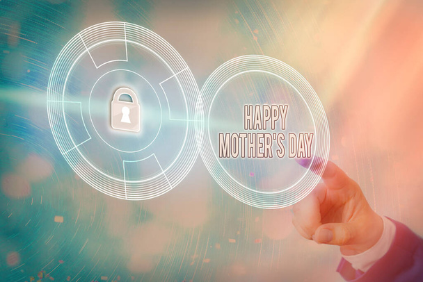 Conceptual hand writing showing Happy Mothers Day. Business photo showcasing celebrated in honor of the motherhood s is influence in society. - Photo, Image