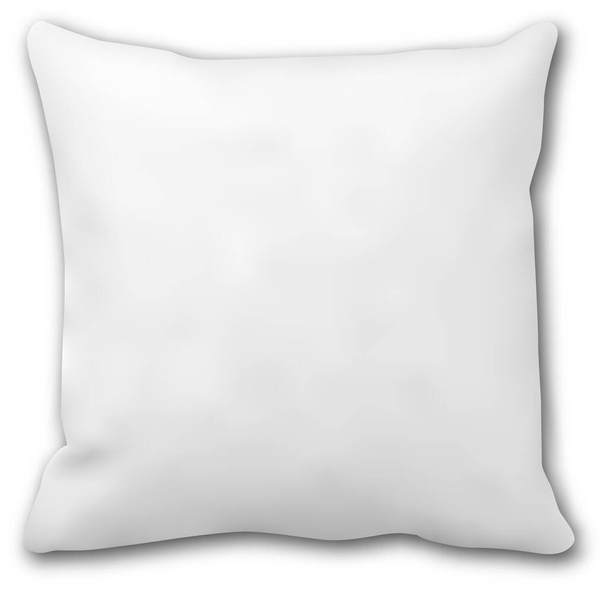 Une maquette d'oreiller. Coussin de lit carré isolé blanc. Tissu en coton moelleux blanc 3d. Canapé rectangulaire réaliste produit de décoration - Vecteur, image
