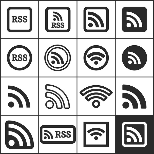 Set of flat simple rss icons, vector illustration - Vector, Image
