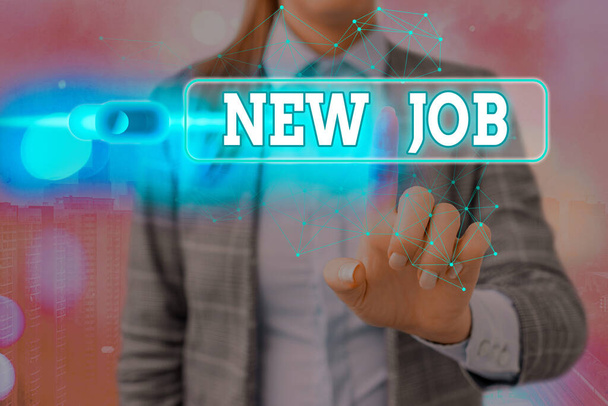 Текст для написания слов New Job. Бизнес-концепция для начала новой карьеры с предоставленной возможностью или трудоустройством
. - Фото, изображение