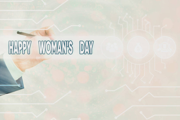 Ecriture conceptuelle montrant Happy Woman S Day. Texte photo d'affaires pour commémorer l'essence de chaque dame dans le monde. - Photo, image