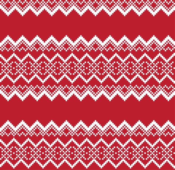ファッションテキスタイル、ニットウェア、グラフィックのための赤いクリスマスフェア島のパターンの背景 - ベクター画像
