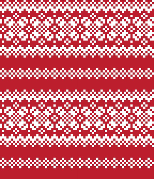 ファッションテキスタイル、ニットウェア、グラフィックのための赤いクリスマスフェア島のパターンの背景 - ベクター画像