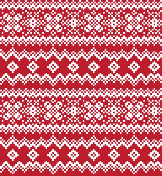 Red Christmas fair isle pattern background for fashion textiles, knitwear and graphics - Vector, Image