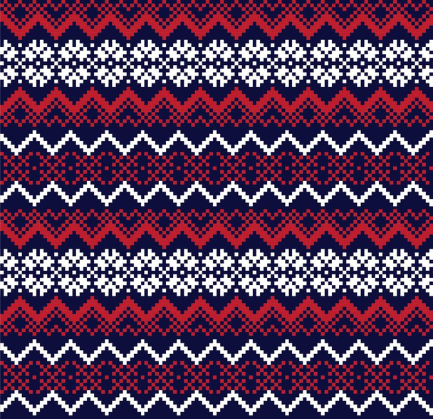 Red Navy karácsonyi vásár szigetminta háttér divat textíliák, kötött és grafika - Vektor, kép