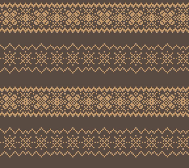 Brown Kerst kermis eiland patroon achtergrond voor mode textiel, brei- en haakwerk - Vector, afbeelding