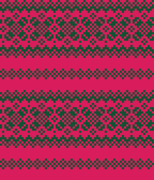 Paars Kerst kermis eiland patroon achtergrond voor mode textiel, breigoed en graphics - Vector, afbeelding