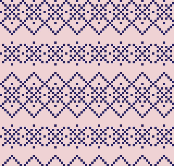Pink Navy Christmas fair isle pattern background for fashion textiles, knitwear and graphics - Vector, Image