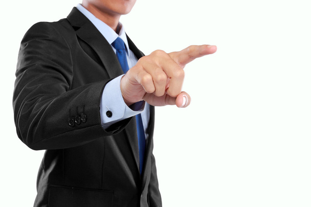 businessman hand pushing virtual screen - Foto, afbeelding