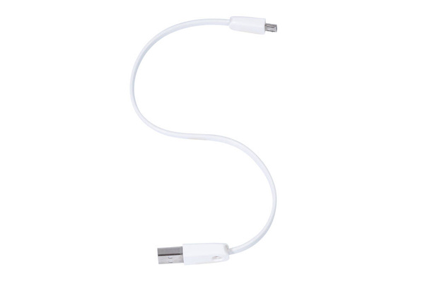 USB- und USB-Mikrofonkabel vor weißem Hintergrund - Foto, Bild