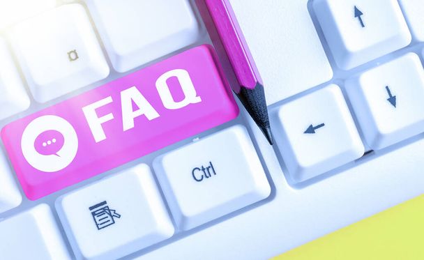 Word writing text Faq. Business concept for list of frequently asked questions and answers on a particular topic. - Photo, Image