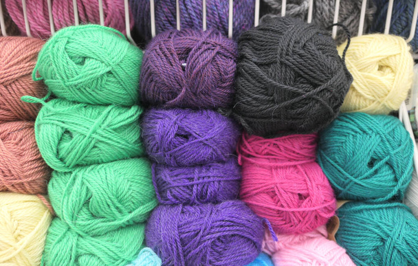 Close up shot of wool yarn balls - Photo, Image