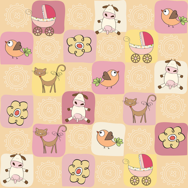 Childish seamless pattern with toys - Vector, Image