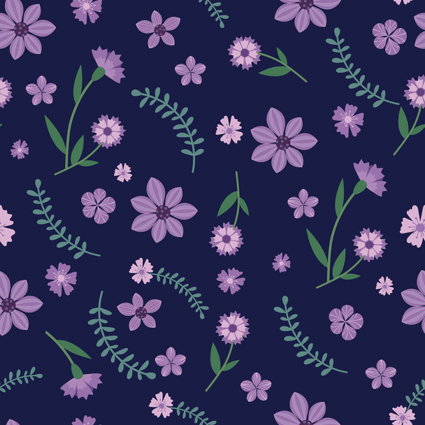 Pattern of flowers, buds and leaves.  for printing on fabric, wrapping paper, paper cups. template for cards, invitations - Vector, Image