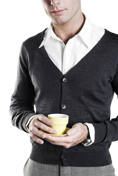 Man holding a cup of coffee - Zdjęcie, obraz