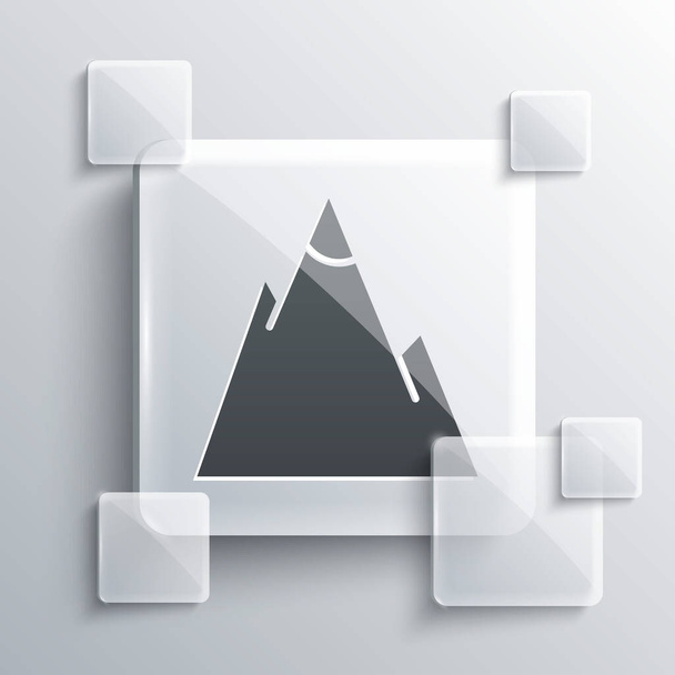 Grey Mountains icon isolated on grey background. Symbol of victory or success concept. Square glass panels. Vector Illustration. - Vector, Image
