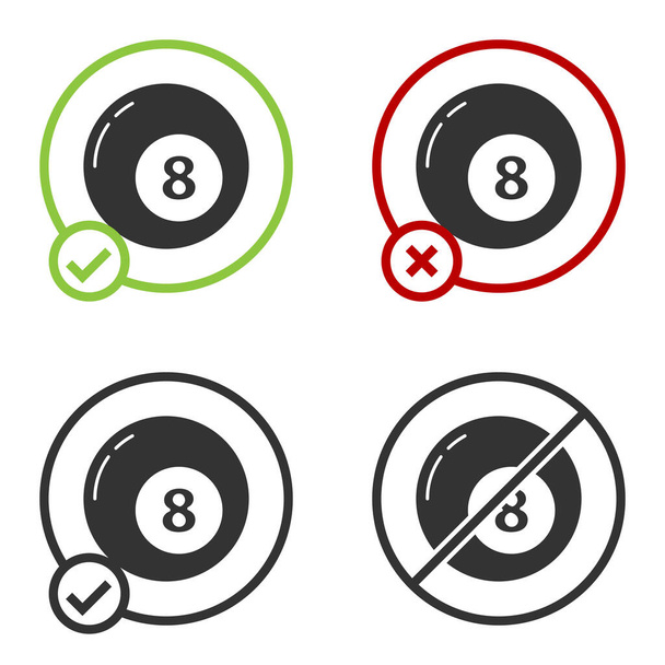 Black Billiard pool snooker ball icon isolated on white background. Circle button. Vector Illustration. - Vector, afbeelding