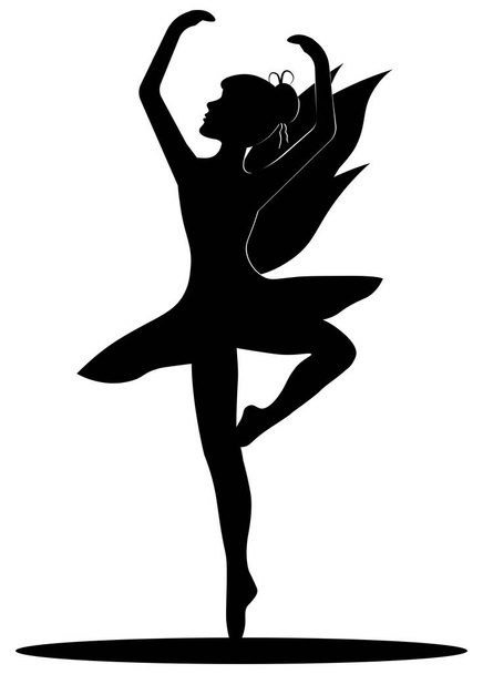 ballerina pose silhouette in ballet - Vector, Image