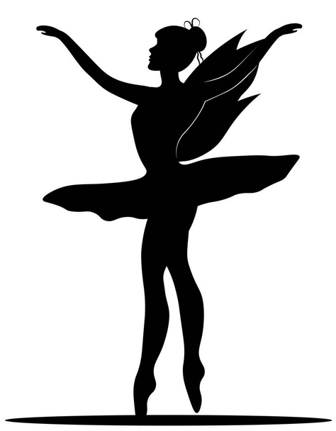 silhouette fée danse en ballet - Vecteur, image