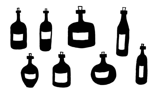 Hand drawn vector illustration of bottles - Vektör, Görsel